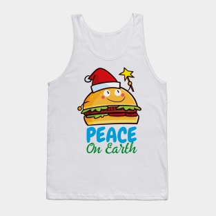 Cute christmas hamburger Hope Peace on Earth Tank Top